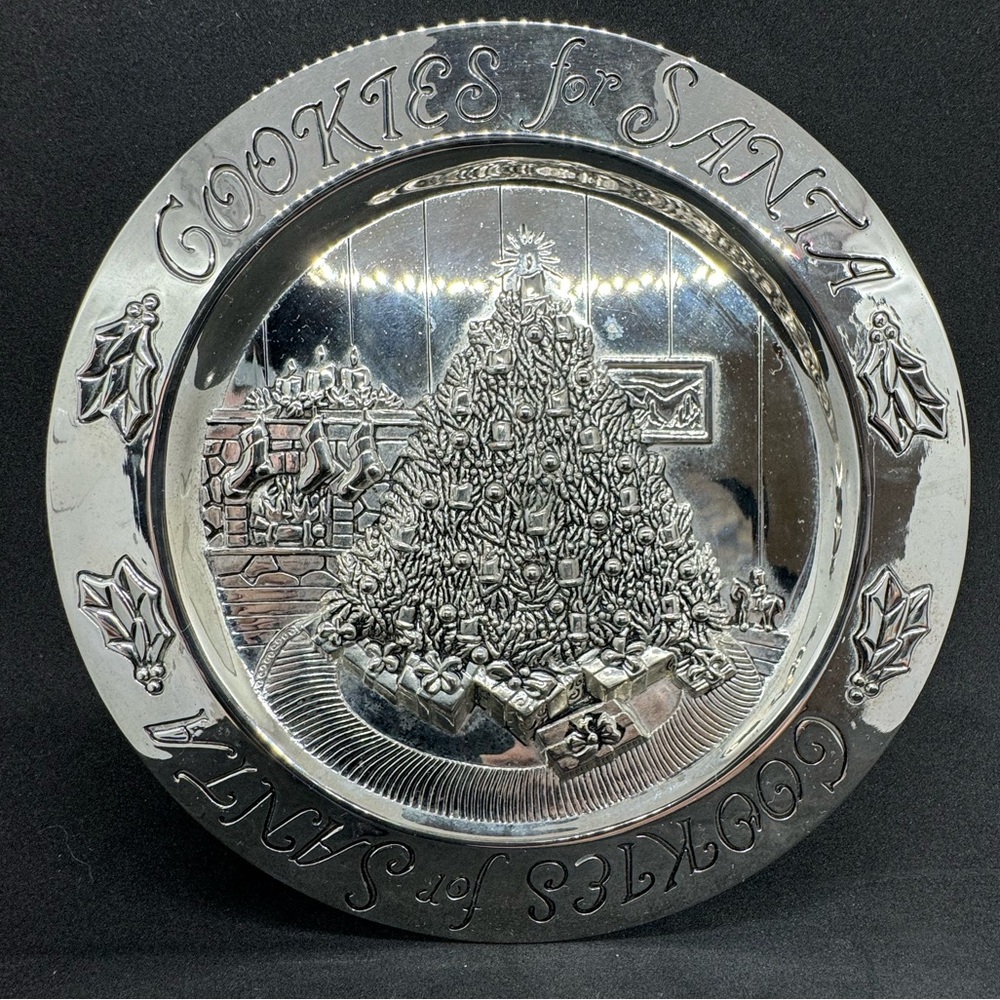 Vintage International Silver Co "Cookies for Santa" Silverplated Holiday Plate